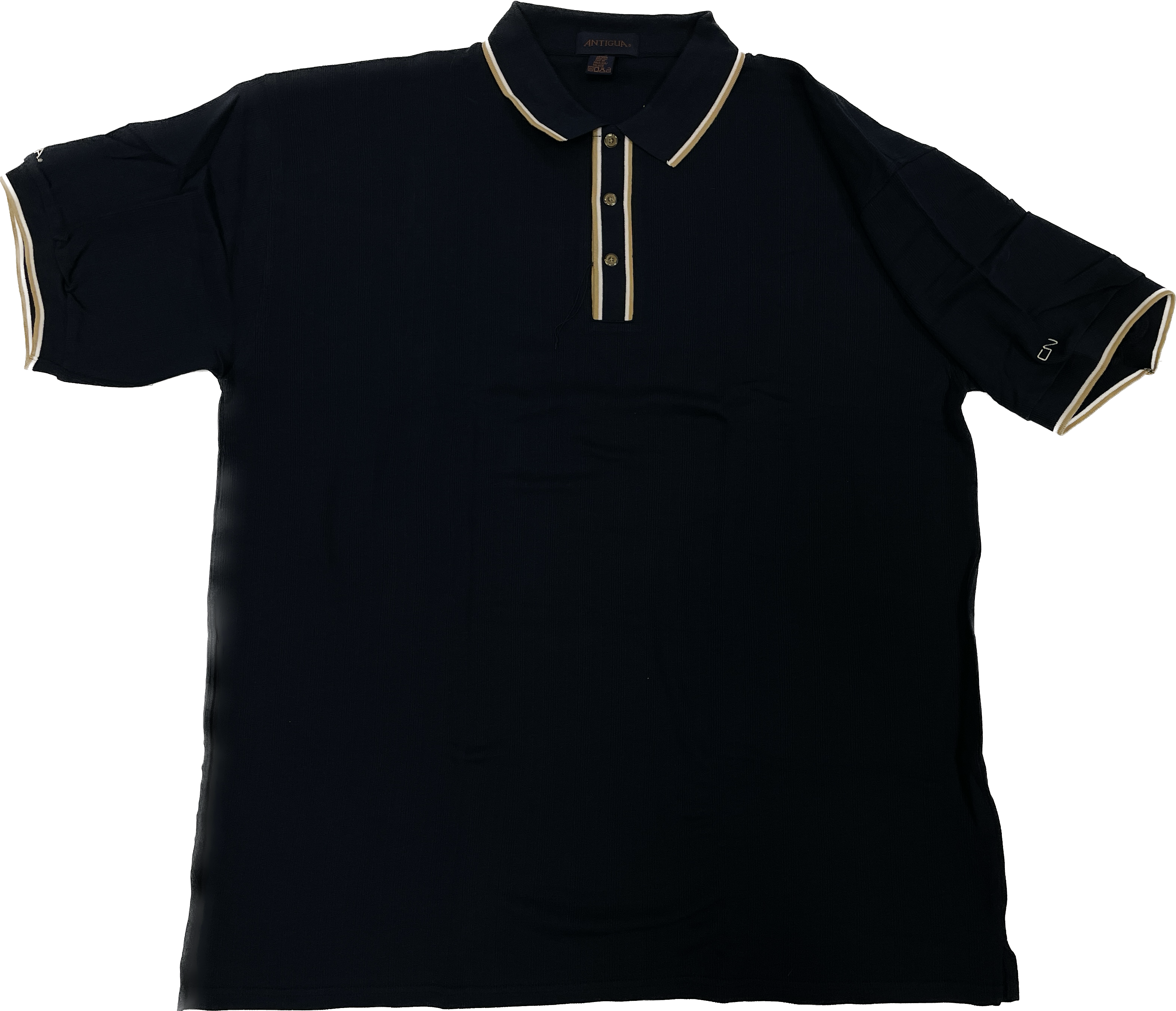 Antigua Men's Polo Shirt Striped Collar - Navy