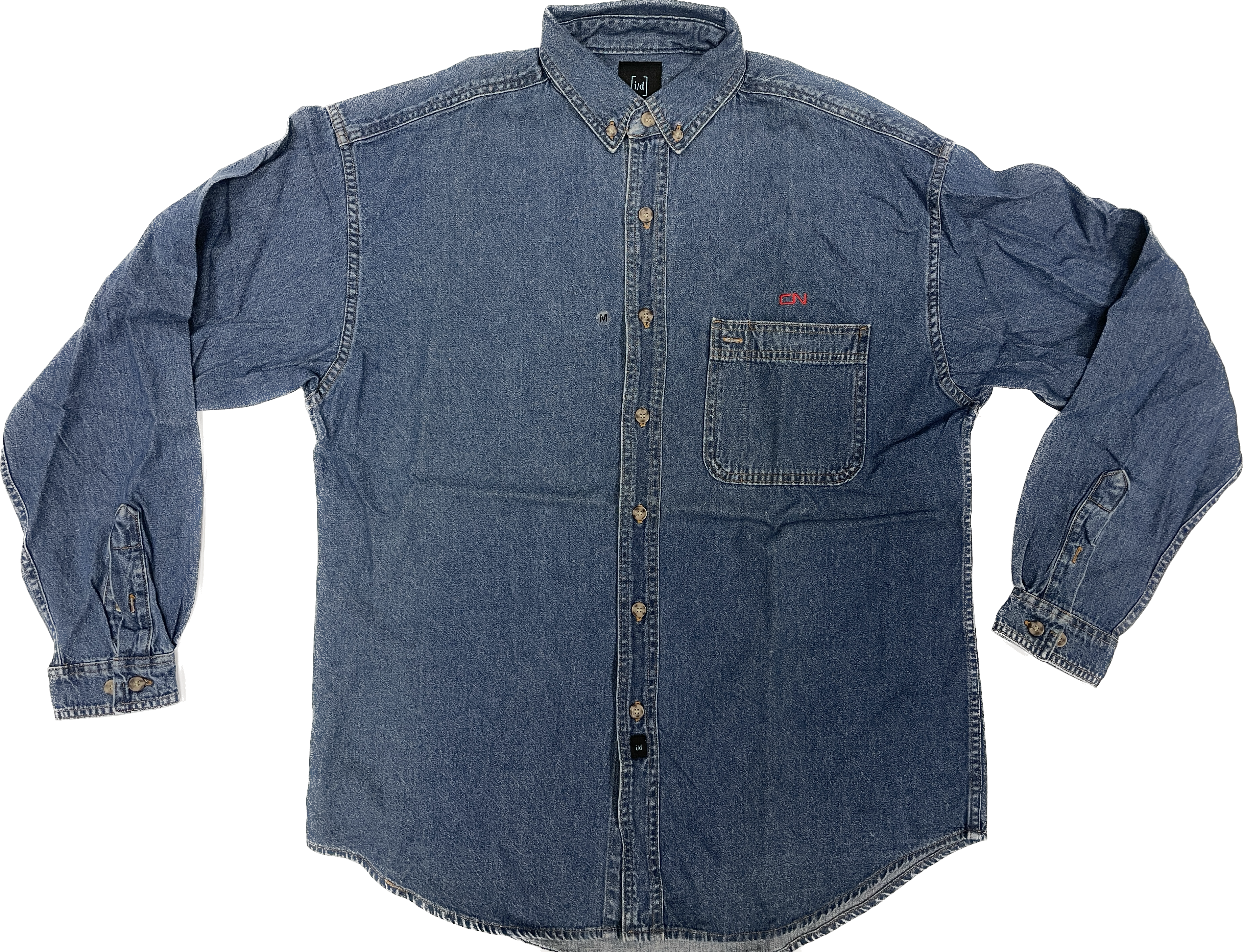 Chemise pour homme en denim avec poche & logo CN rouge