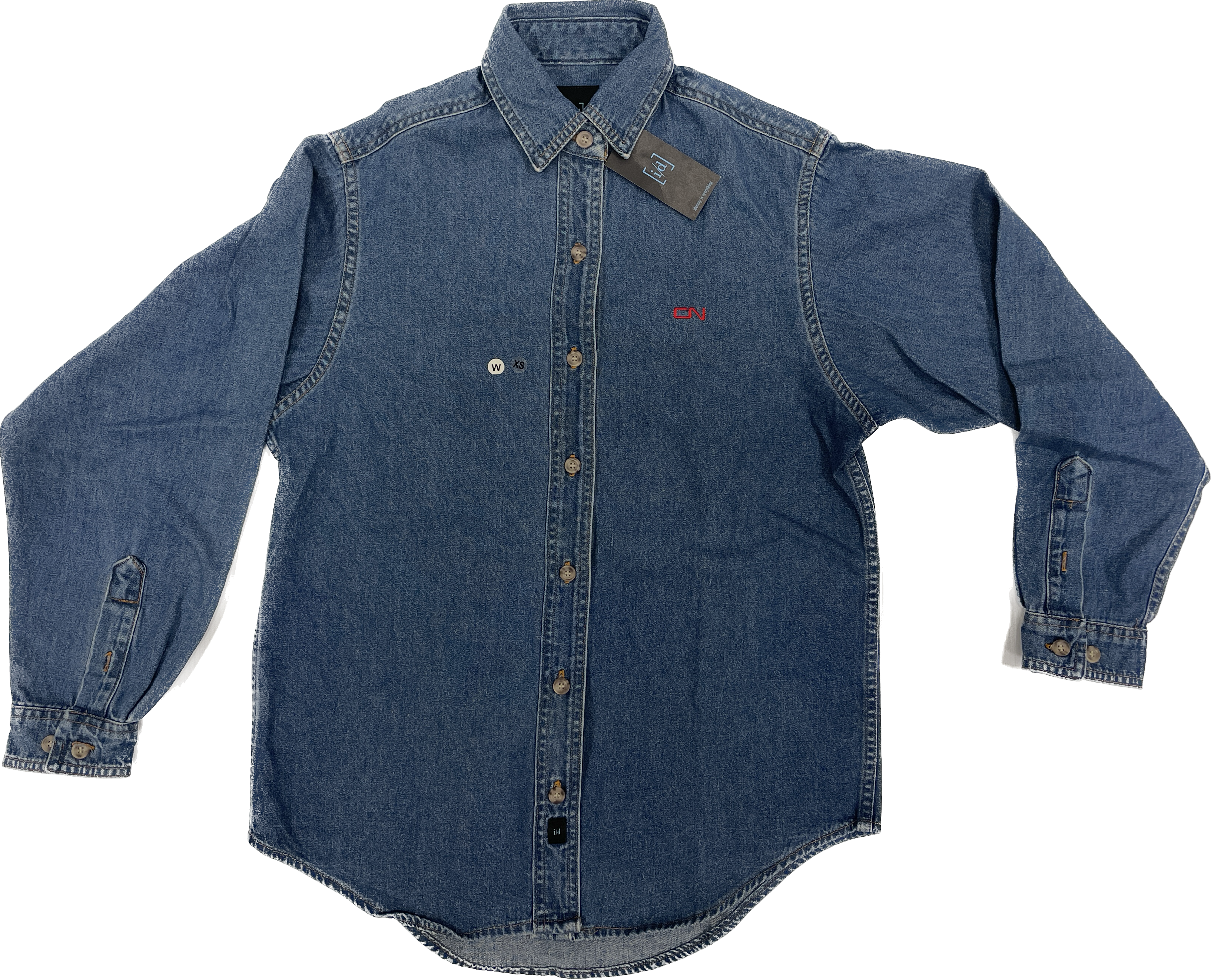 Women's denim blouse with red CN logo